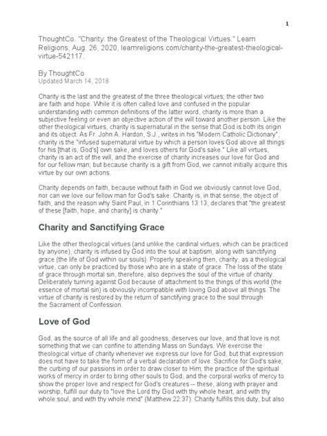 Charity: the Greatest of the Theological Virtues.